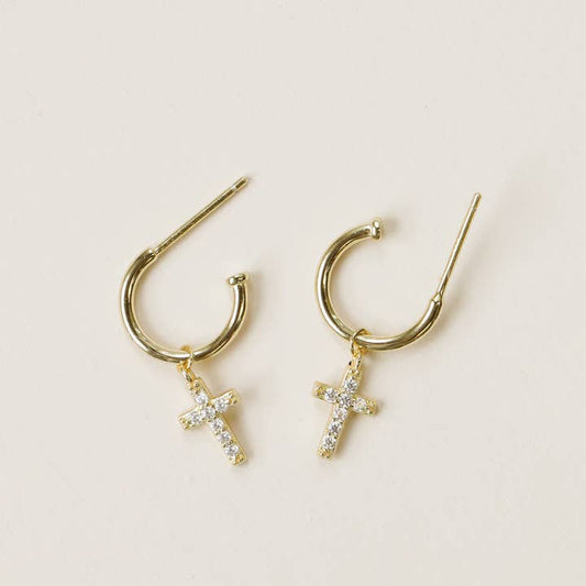 JAXKELLY Gold Hoop-Cross-Gold Earrings