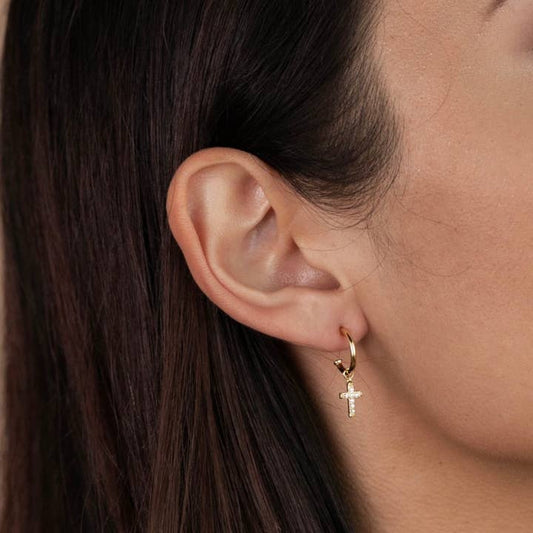 JAXKELLY Gold Hoop-Cross-Gold Earrings