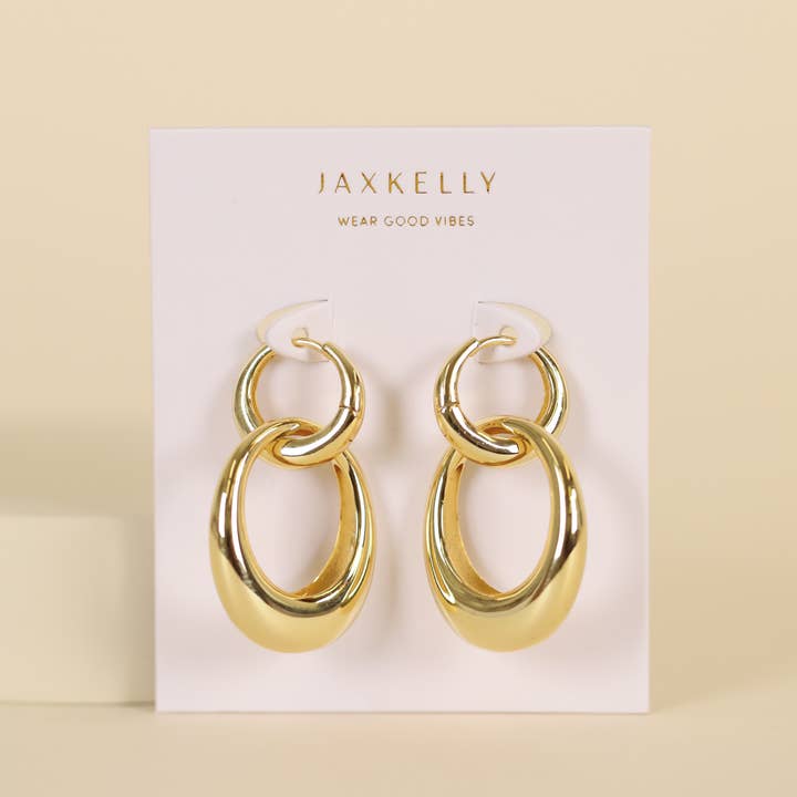 JAXKELLY Gold Hoop Coupled Earrings