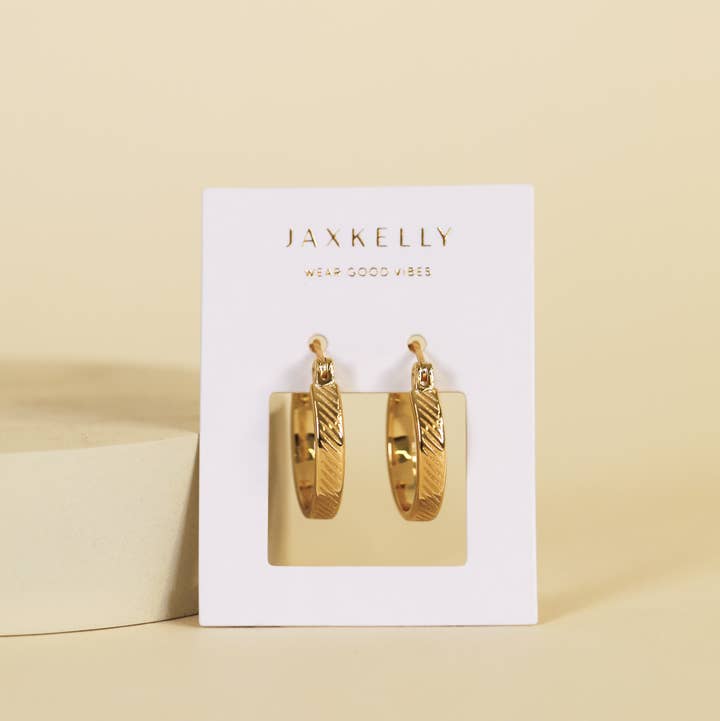 JAXKELLY Gold Hoop Textured Earrings