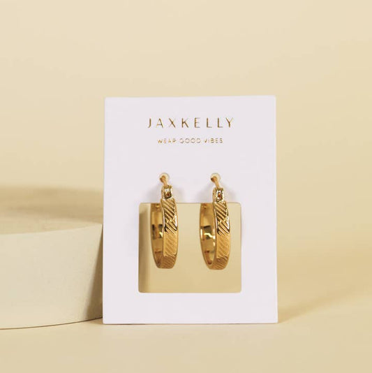 JAXKELLY Gold Hoop Textured Earrings