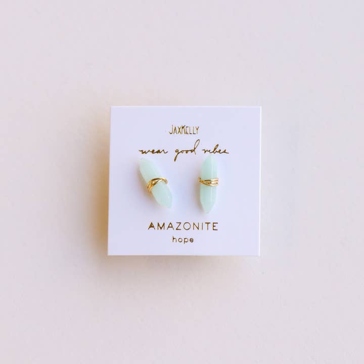 JAXKELLY MINERAL POINT AMAZONITE EARRINGS