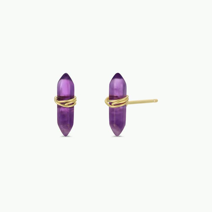 JAXKELLY MINERAL POINT AMETHYST EARRINGS