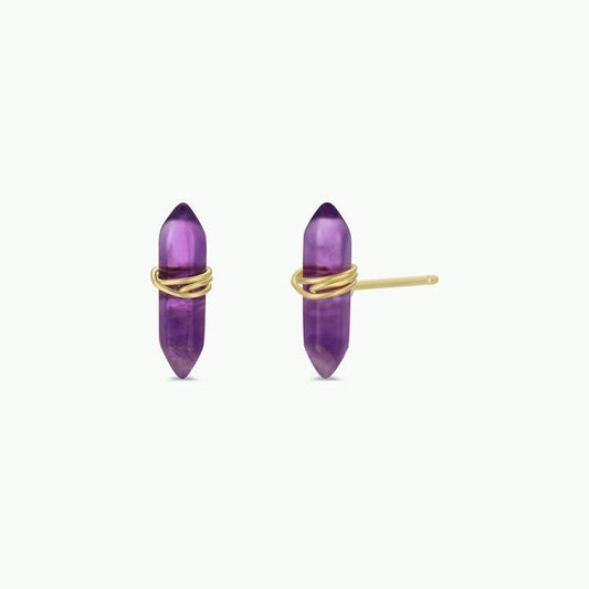 JAXKELLY MINERAL POINT AMETHYST EARRINGS