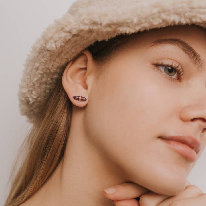 JAXKELLY MINERAL POINT AMETHYST EARRINGS