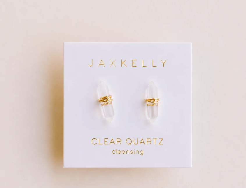 JAXKELLY MINERAL POINT CLEAR QUARTZ EARRINGS