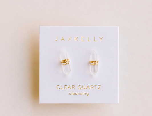 JAXKELLY MINERAL POINT CLEAR QUARTZ EARRINGS