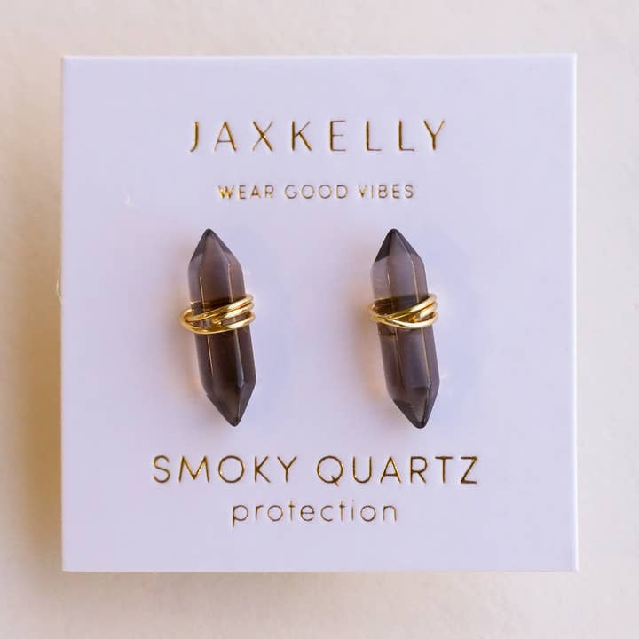 JAXKELLY MINERAL POINT SMOKY QUARTZ EARRINGS