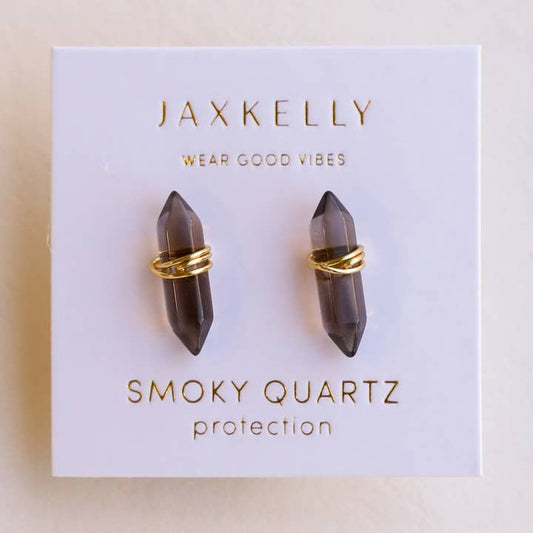 JAXKELLY MINERAL POINT SMOKY QUARTZ EARRINGS