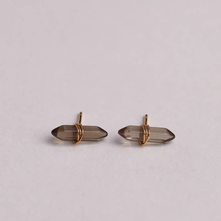 JAXKELLY MINERAL POINT SMOKY QUARTZ EARRINGS