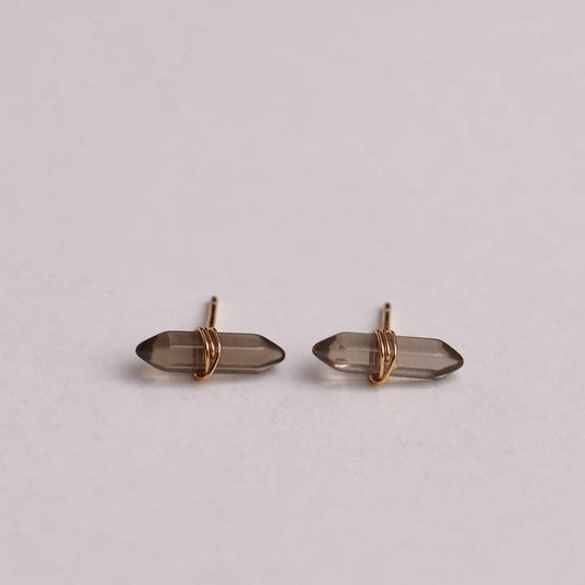 JAXKELLY MINERAL POINT SMOKY QUARTZ EARRINGS