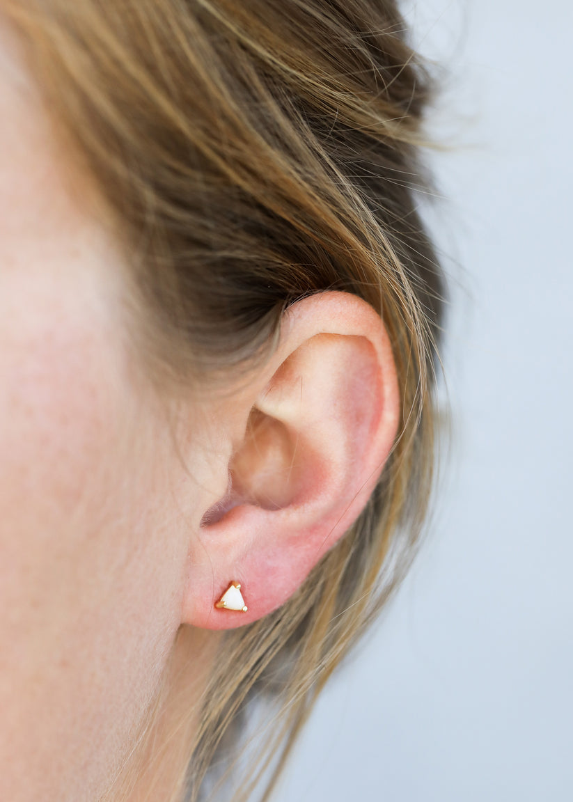 JAXKELLY MINI ENERGY GEM Mother Of Pearl Gold Earrings