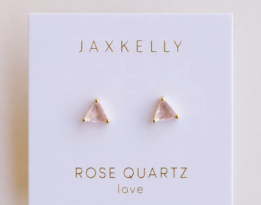 JAXKELLY MINI ENERGY GEM ROSE QUARTZ EARRINGS
