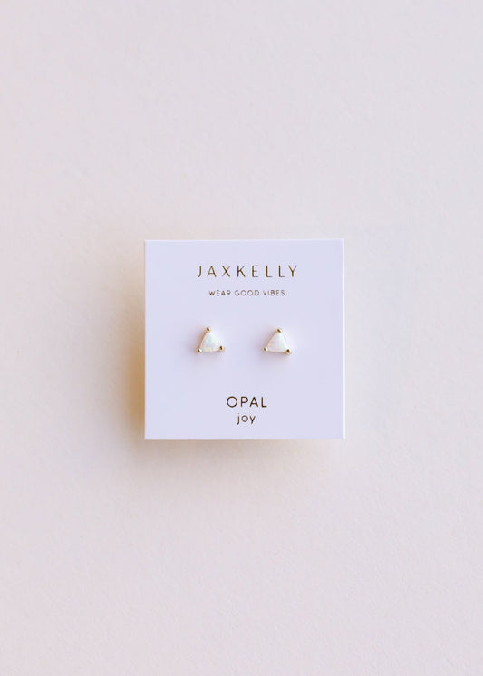 JAXKELLY MINI ENERGY GEM WHITE OPAL EARRINGS