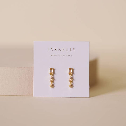 JAXKELLY Mini Baguette Drop Earrings Champagne