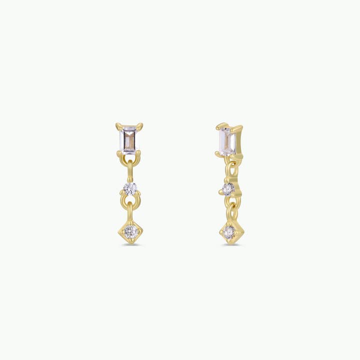 JAXKELLY Mini Baguette Drop Earrings White