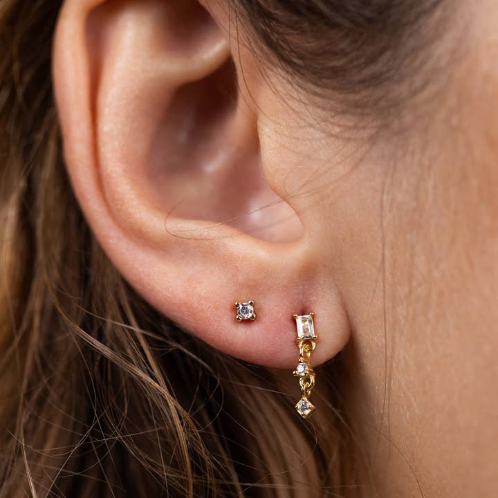 JAXKELLY Mini Baguette Drop Earrings White