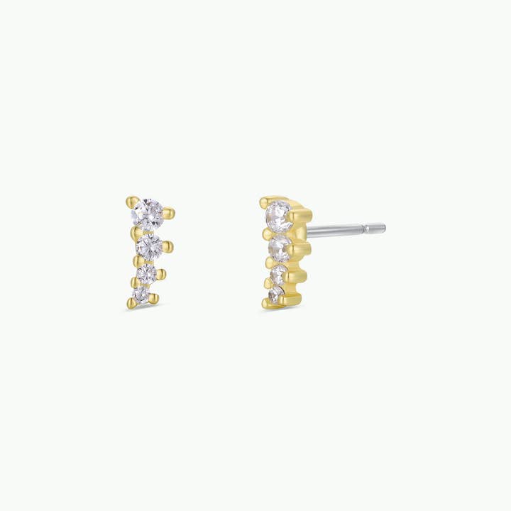JAXKELLY Mini Crawler - White Cz - Gold Earrings