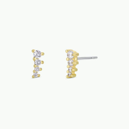 JAXKELLY Mini Crawler - White Cz - Gold Earrings