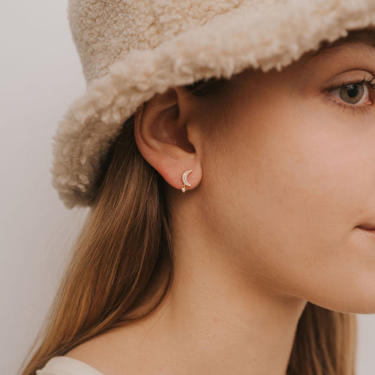 JAXKELLY Moon Drop Mother Of Pearl Gold Earrings