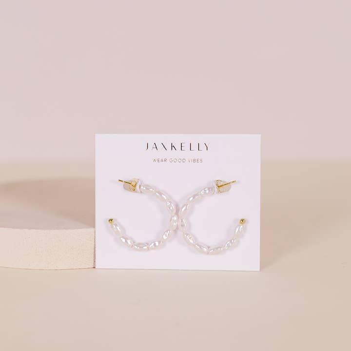 JAXKELLY Multi Pearl Hoop Earrings