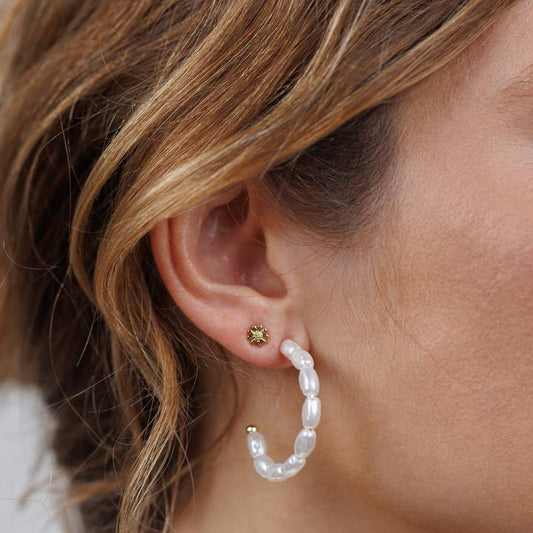 JAXKELLY Multi Pearl Hoop Earrings