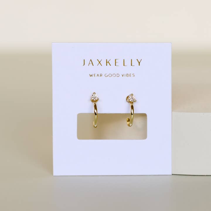 JAXKELLY OPEN MINI HOOP EARRINGS-CHAMPAGNE CZ