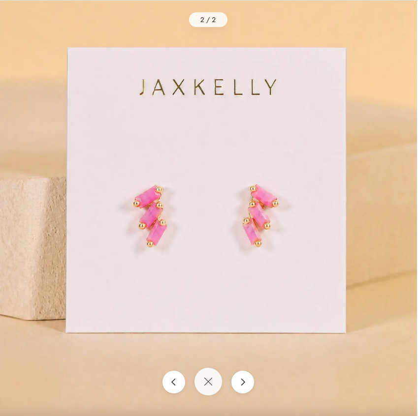 JAXKELLY Offset Trio Pink Opal Earrings 