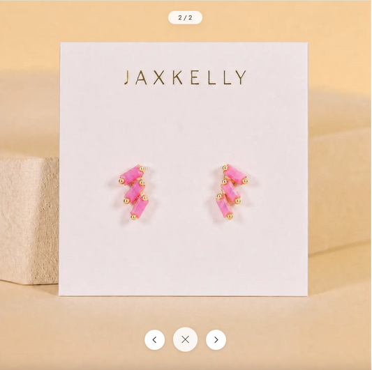 JAXKELLY Offset Trio Pink Opal Earrings 