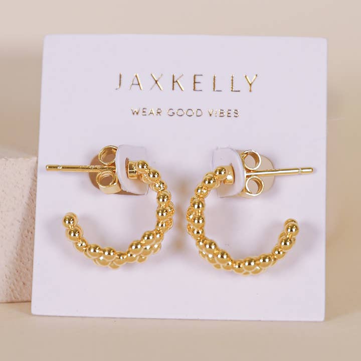 JAXKELLY Petite Flower Hoop Earrings 18k Gold Plated