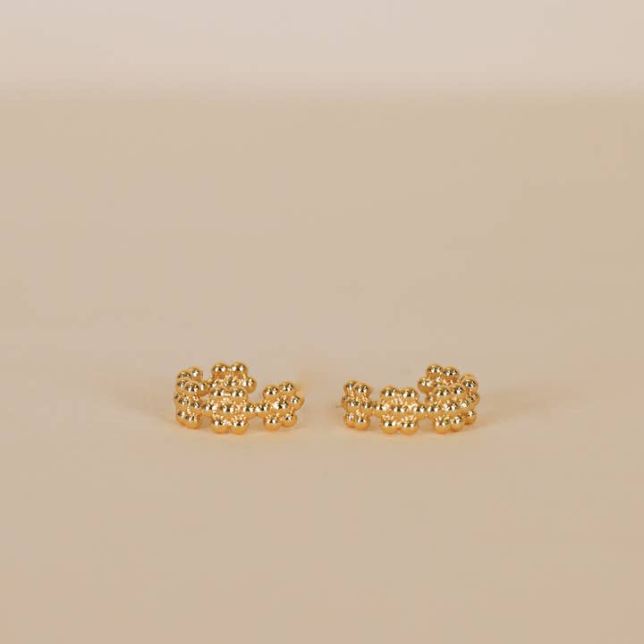 JAXKELLY Petite Flower Hoop Earrings 18k Gold Plated