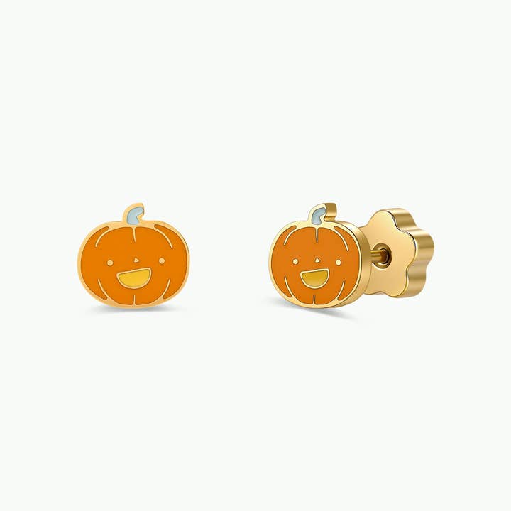 JAXKELLY Pumpkin Enamel Flat Back Kids Earrings