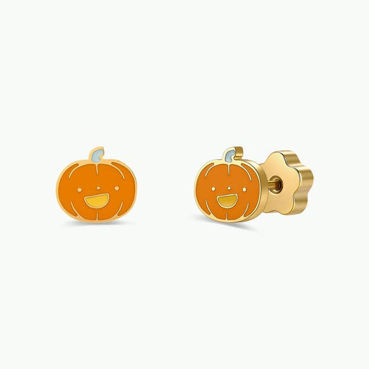 JAXKELLY Pumpkin Enamel Flat Back Kids Earrings