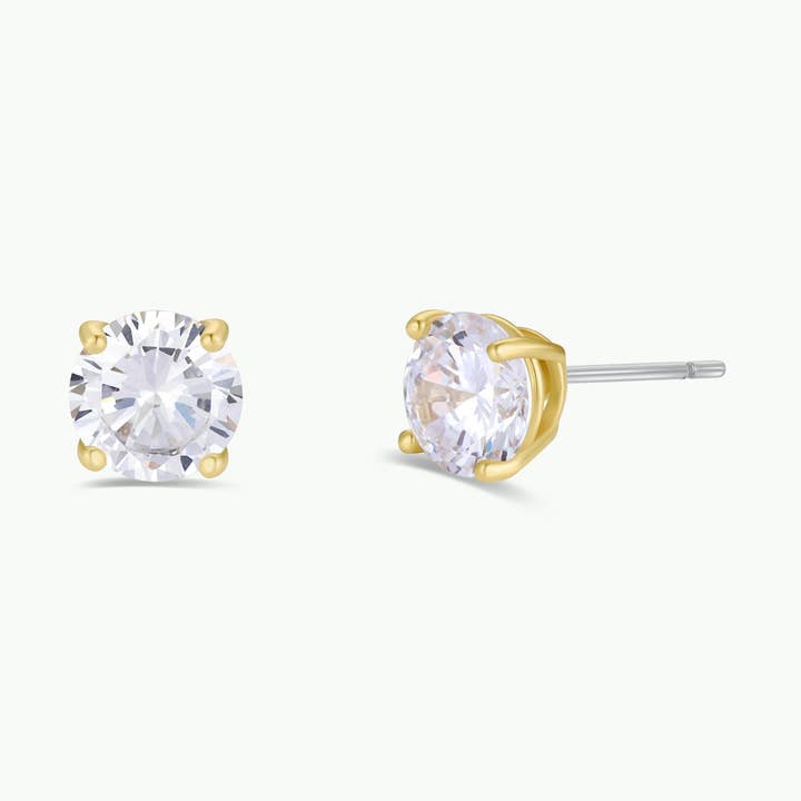 JAXKELLY ROUND CZ CLEAR GOLD EARRINGS