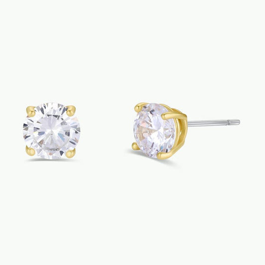 JAXKELLY ROUND CZ CLEAR GOLD EARRINGS