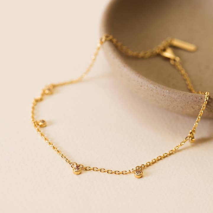 JAXKELLY Round Champagne Drop Bracelet-18K Gold Plated