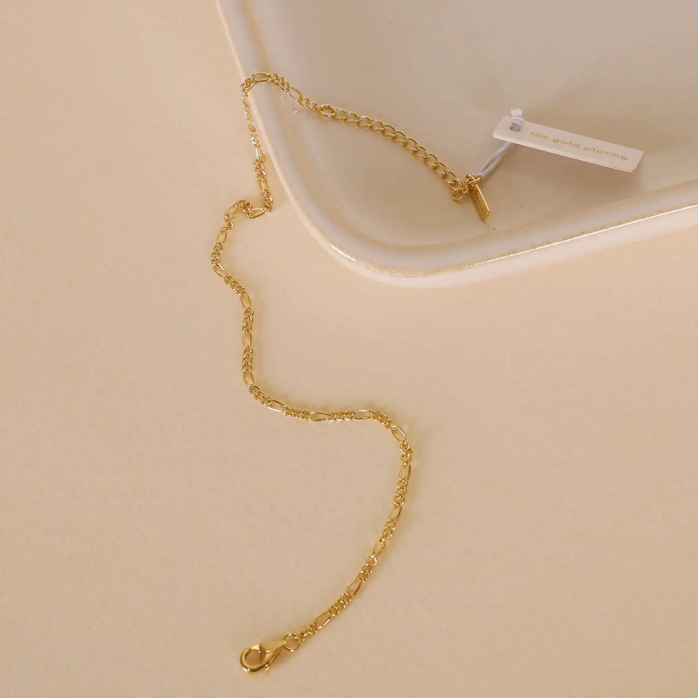 JAXKELLY Simple Twist Chain Anklet - 18k Gold Plated