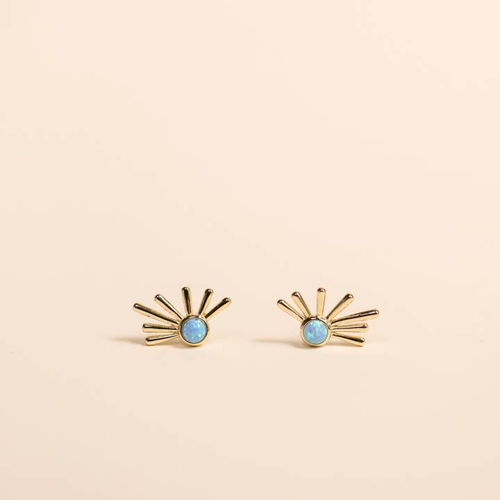JAXKELLY Sun Ray Fire Opal Gold Earrings