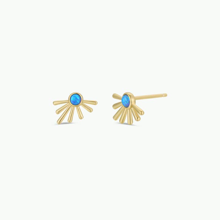 JAXKELLY Sun Ray Fire Opal Gold Earrings