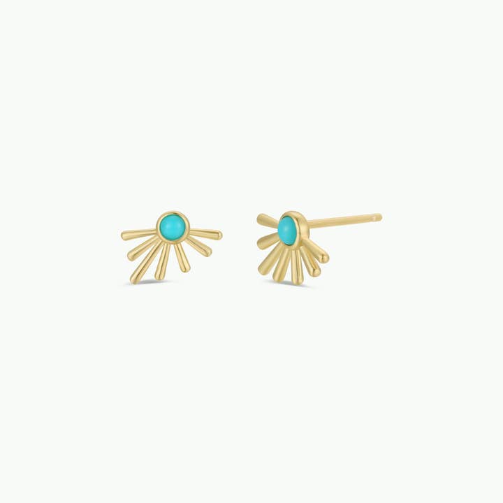 JAXKELLY Sun Ray Turquoise Gold Earrings