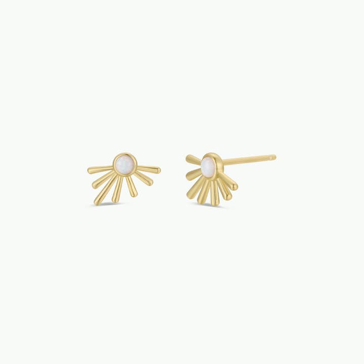 JAXKELLY Sun Ray White Opal Gold Earrings