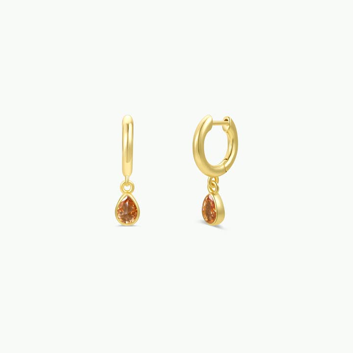 JAXKELLY Teardrop Charm Hoop-Champagne CZ