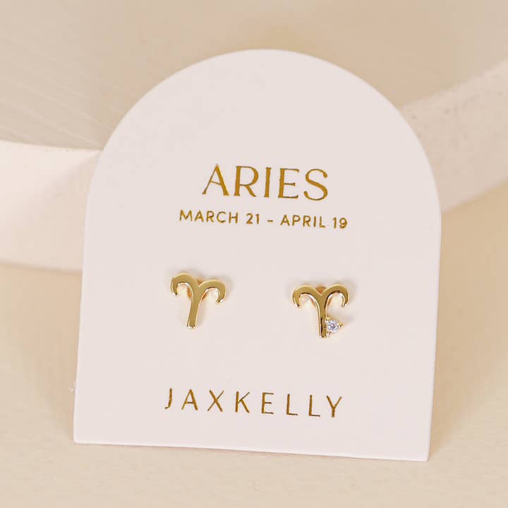 JAXKELLY Zodiac Gold Earrings Aries