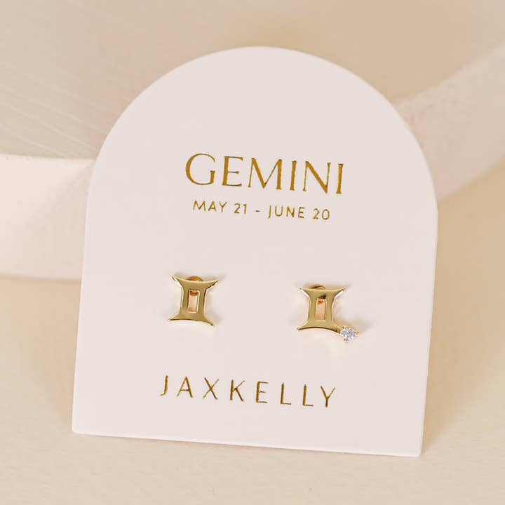 JAXKELLY Zodiac Gold Earrings Gemini