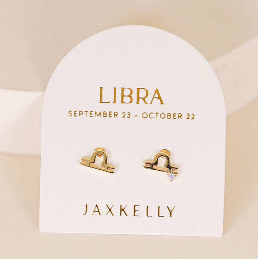 JAXKELLY Zodiac Gold Earrings Libra