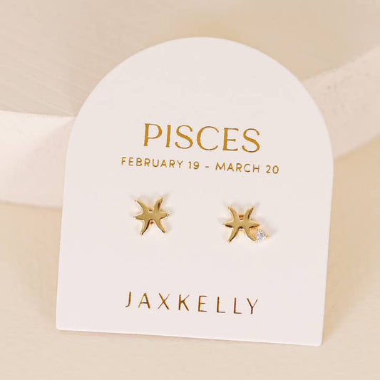 JAXKELLY Zodiac Gold Earrings Pisces