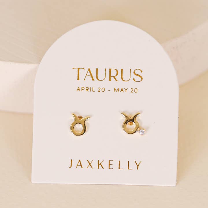 JAXKELLY Zodiac Gold Earrings Taurus