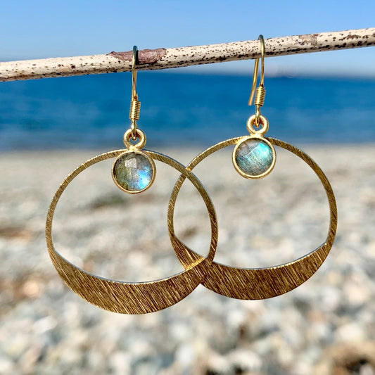 JO BIRD Mayan Gemstone Hoop Earrings Labrodorite