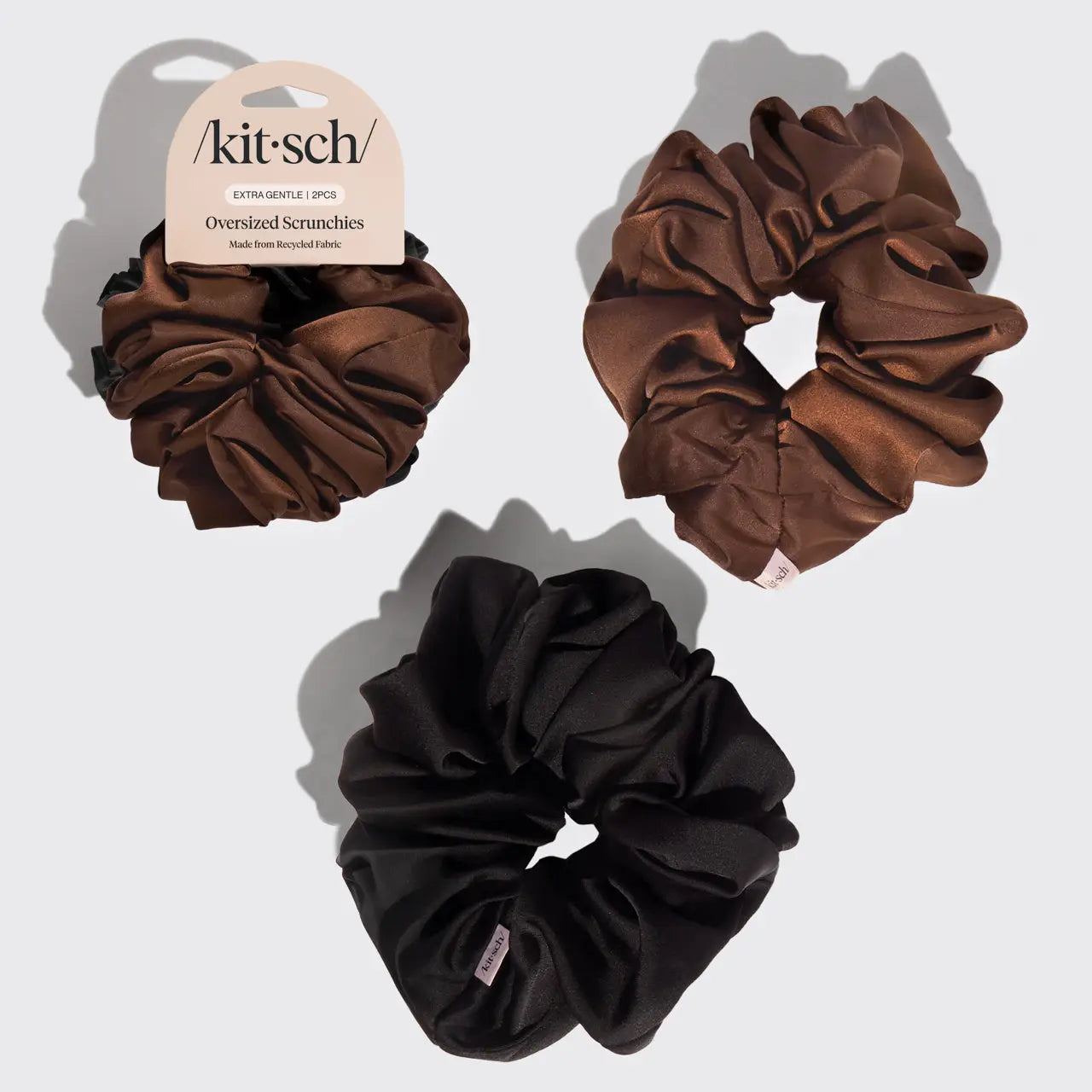 KITSCH Black & Chocolate Oversized Scrunchies