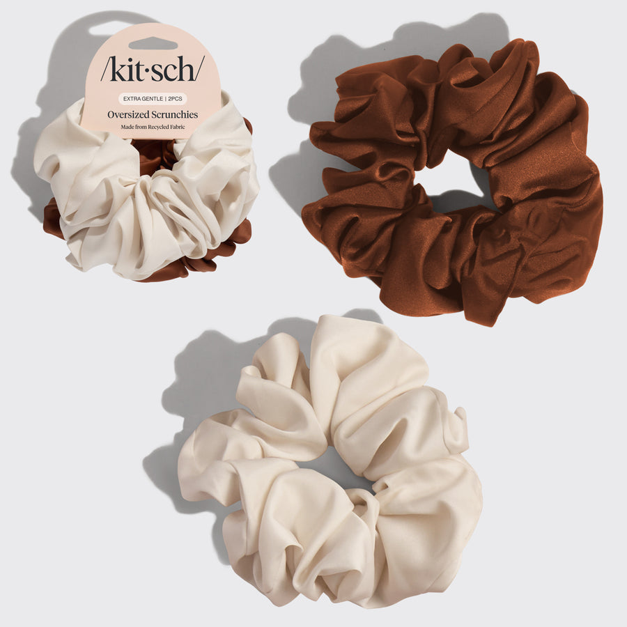 KITSCH Cream & Camel Oversized Scrunchies
